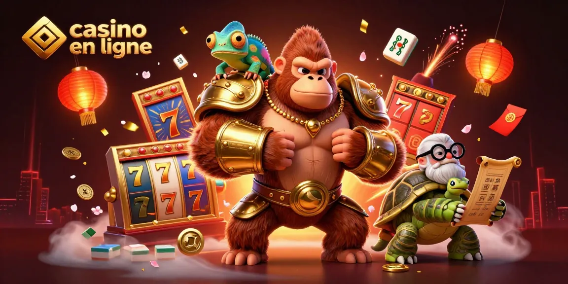 Plongez dans l'univers du casino en ligne avec une illustration spectaculaire mettant en scène des personnages de jeux emblématiques.