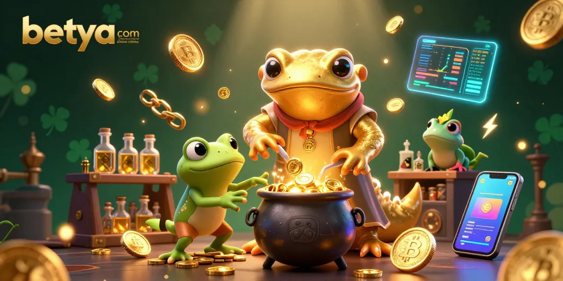 Engage with betya.com real money online casino through this vibrant 3D casino scene featuring magical alchemy.