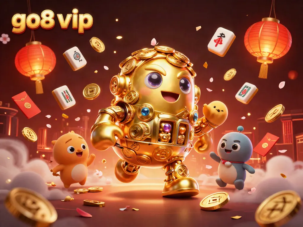 Engage with go8 vip and experience vibrant casino elements amidst golden golems and festive decor.