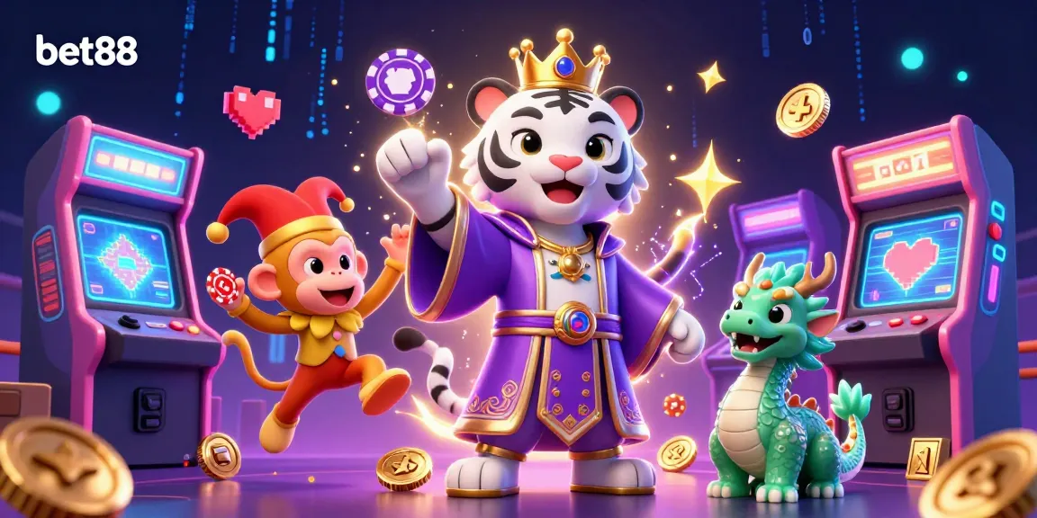 Experience the excitement of bet88 with a vibrant 3D scene featuring engaging casino characters and colorful gaming elements.