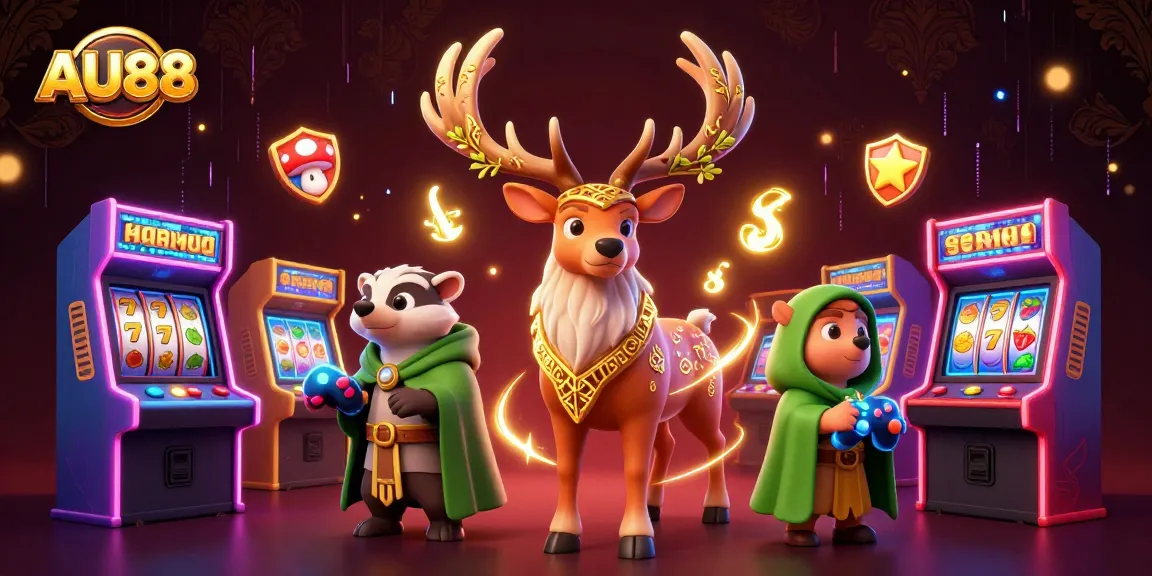 Engage in thrilling gameplay at AU88 with colorful 3D arcade machines and vibrant casino elements.