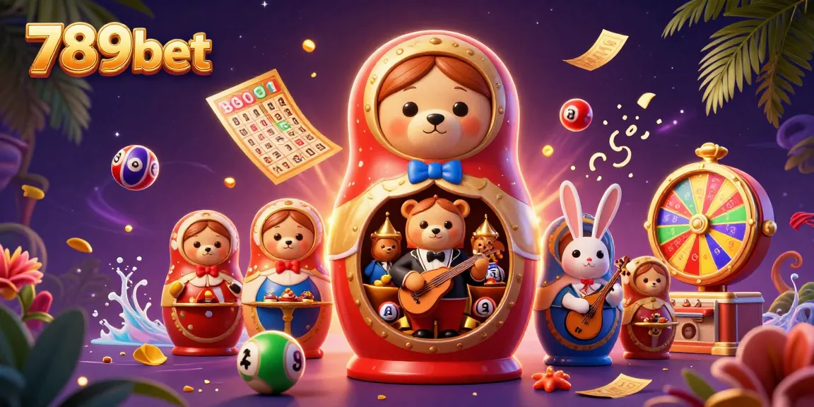 Join the excitement with 789bet as lottery balls bounce around a vibrant casino celebration.