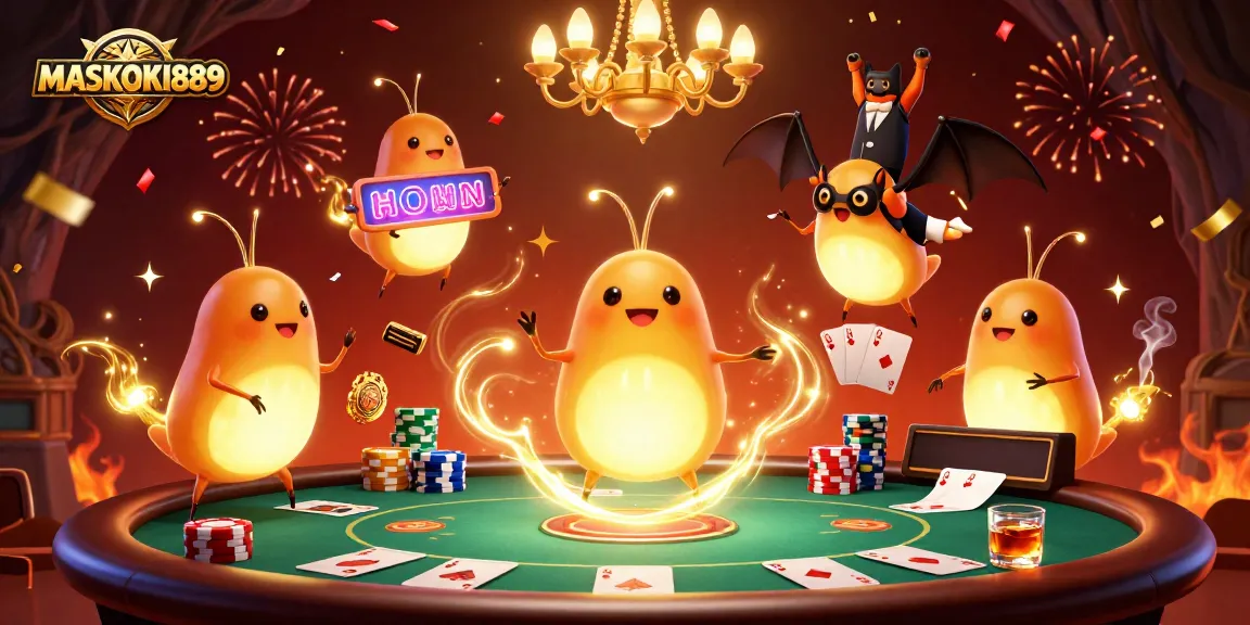 Experience the excitement of MASKOKI889 as glowworms illuminate a vibrant cave casino.