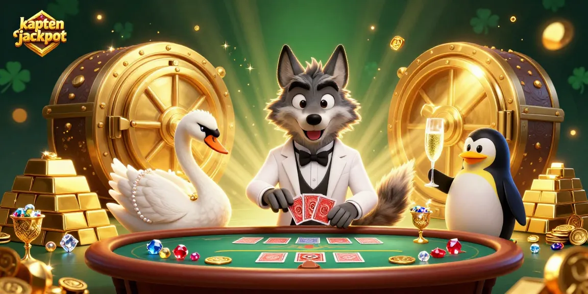 Experience the excitement with kaptenjackpot at a lively baccarat table amidst a treasure trove of riches.