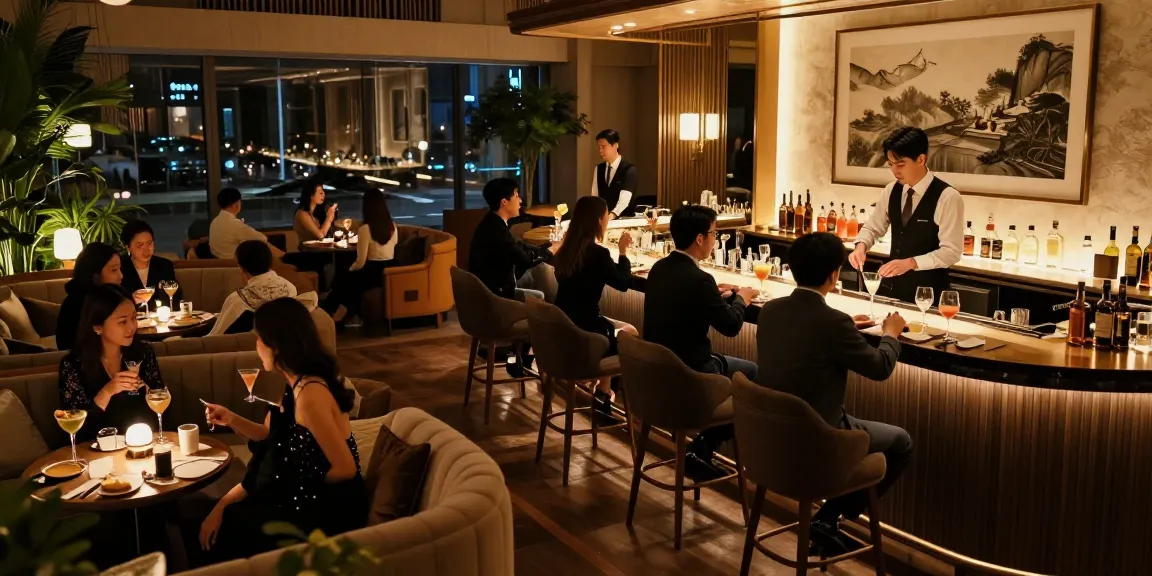강남 구구단에서 고급스러운 분위기 속에 손님들이 즐기는 모습