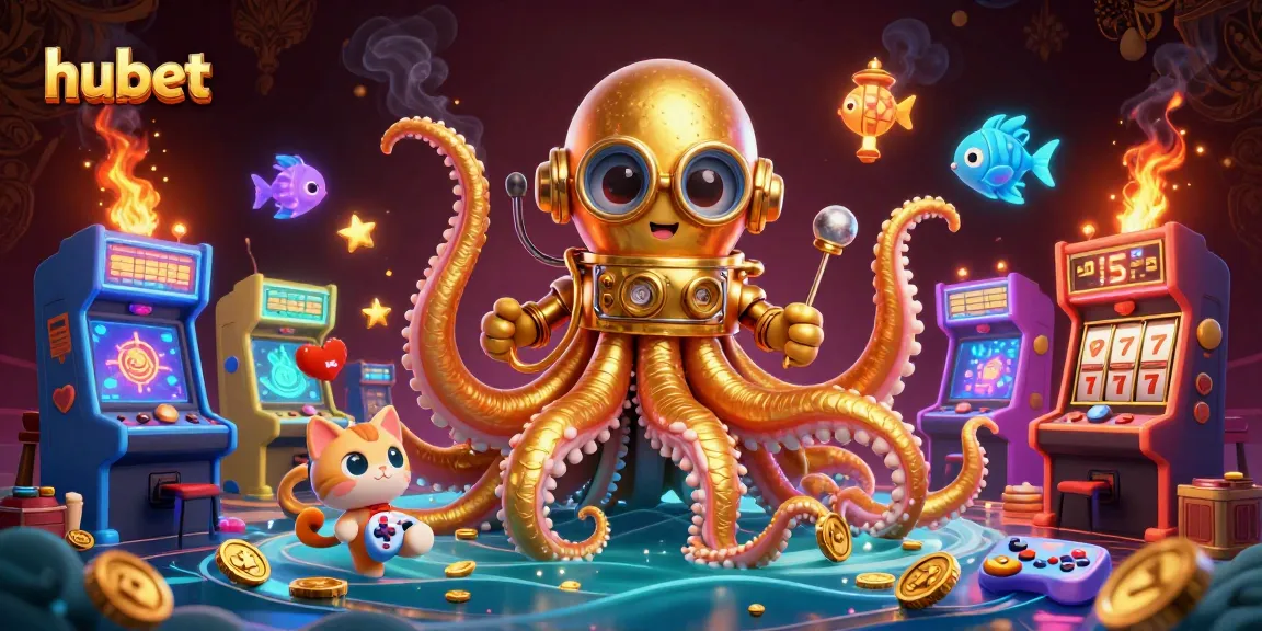 Join the hubet adventure with a colossal kraken, diving cat, and glowing fish in an exciting casino scene.