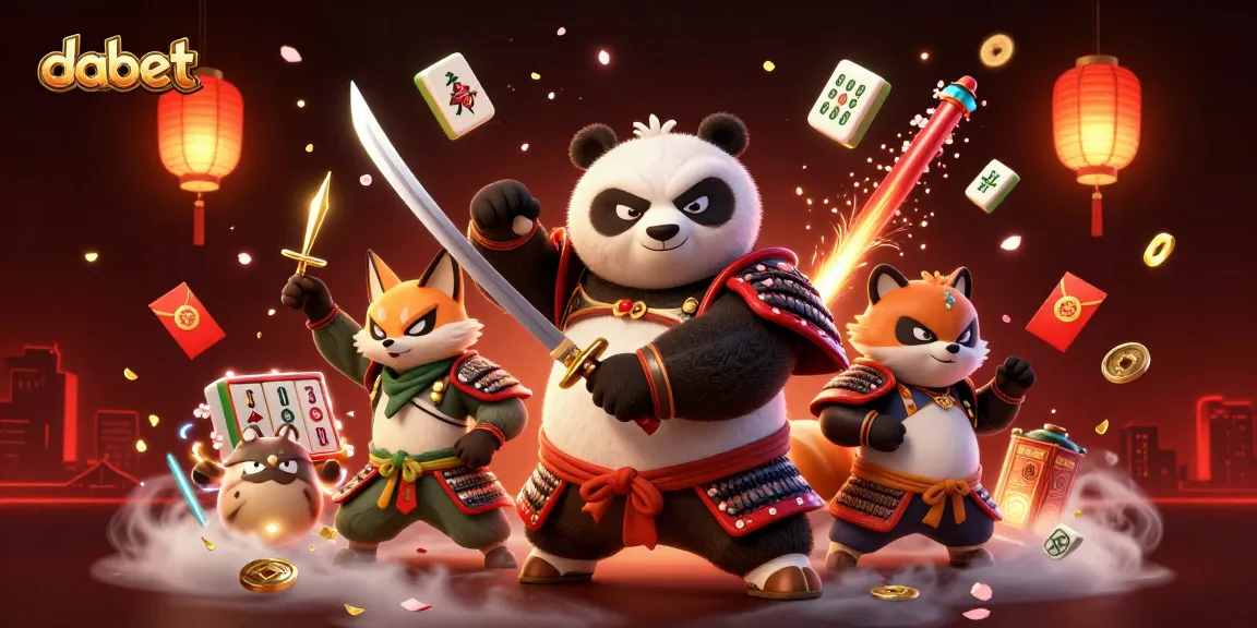 dabet showcases vibrant samurai panda and ninja fox in a thrilling casino-themed illustration