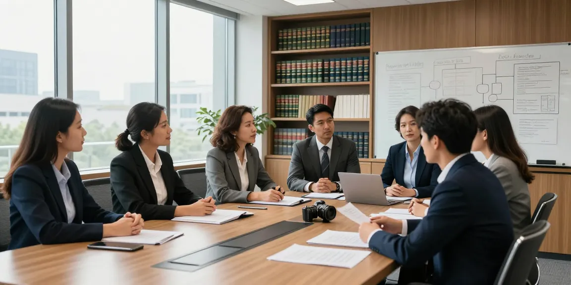 Legal professionals collaborating in a modern office to ensure justice and peace of mind, showcasing J.K. Chaudhary & Associates approach to effective legal representation.