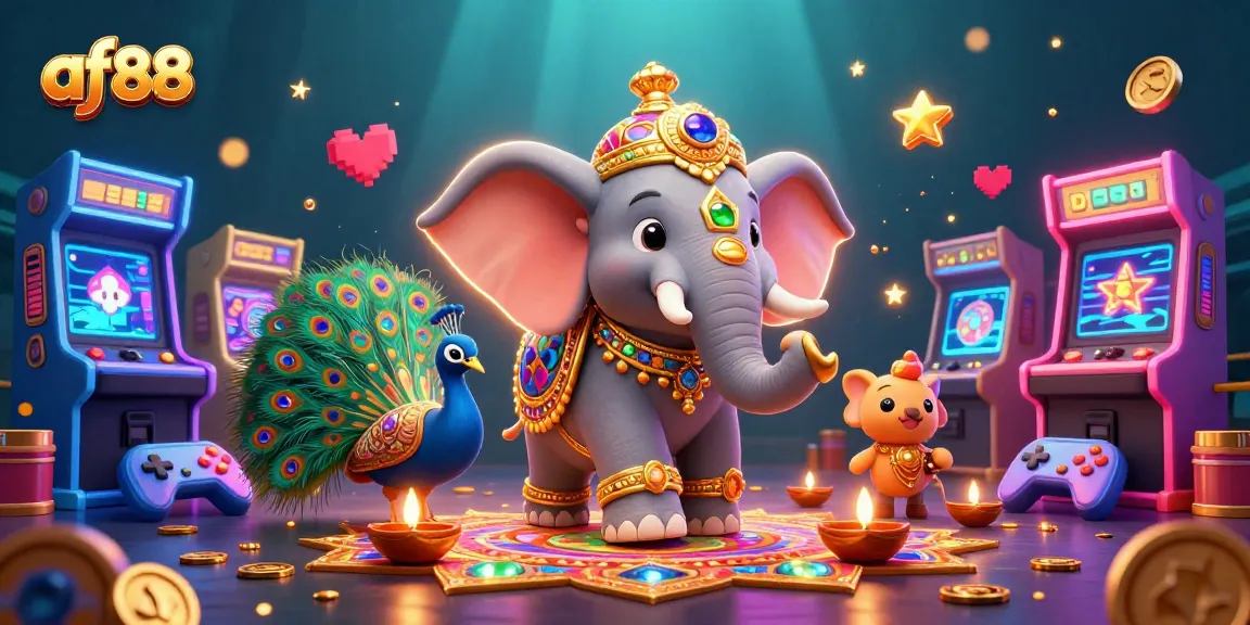 Play immersive games with af88 in a vibrant 3D casino scene filled with colorful elements.