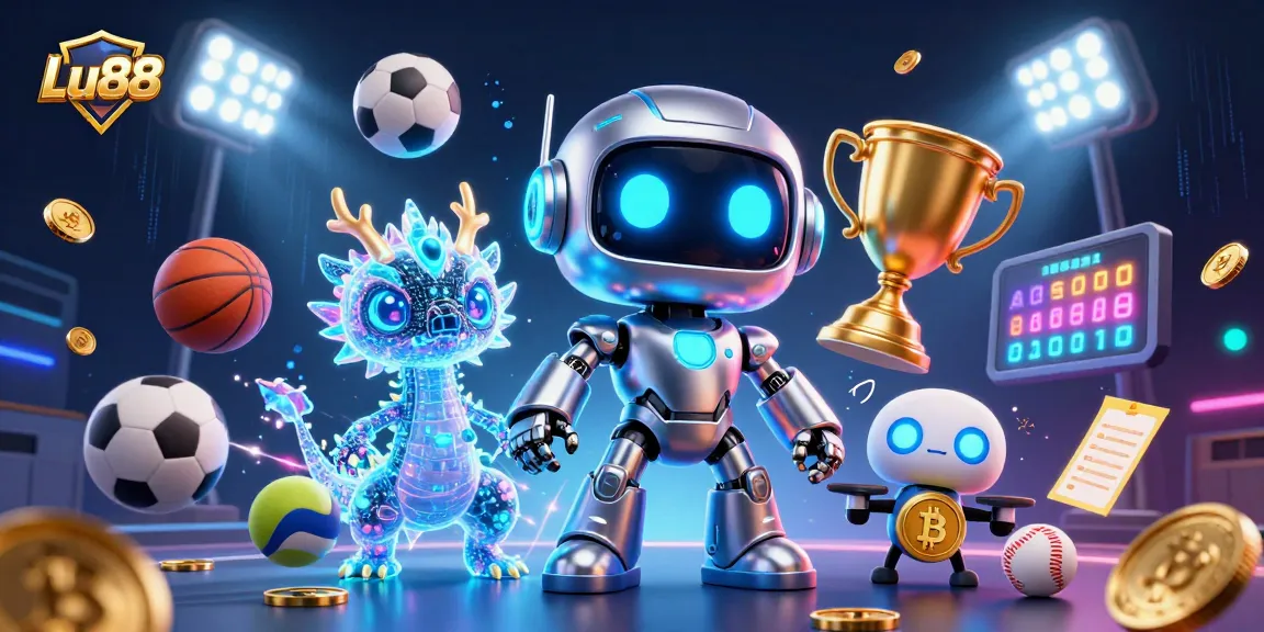 Engage in thrilling Lu88 gaming action with a dynamic 3D illustration showcasing casino elements.