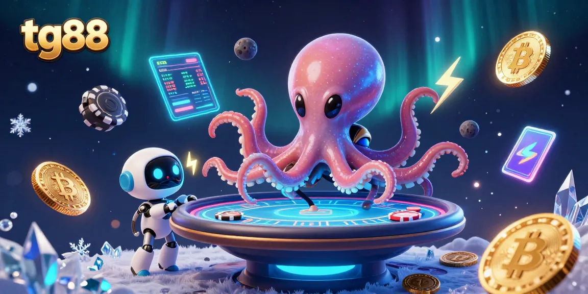 Engage in the thrilling world of tg88 with an alien octopus at a floating poker table!