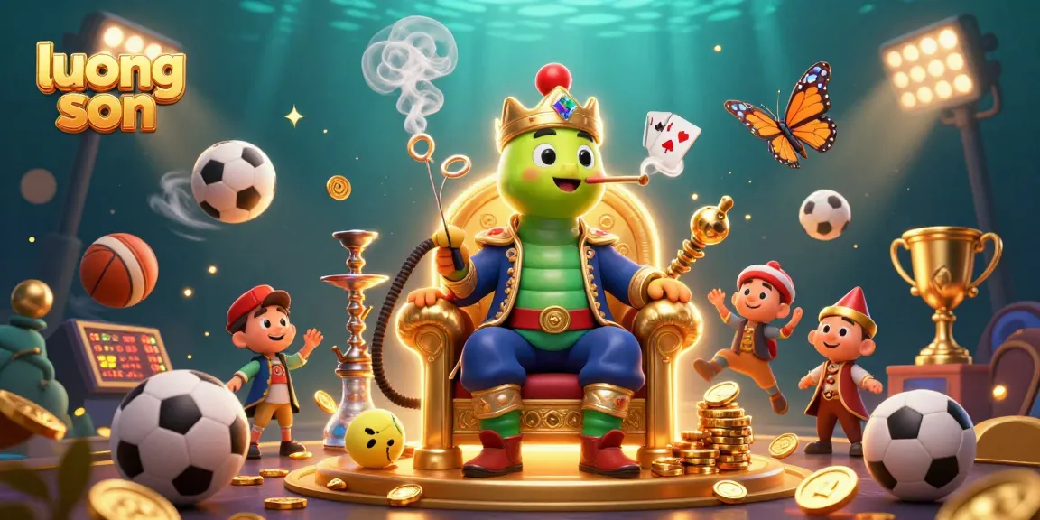 Bet on thrilling moments with luong son as dynamic sports balls and a unique caterpillar character engage in a casino atmosphere.