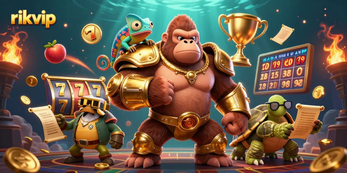Experience thrilling gameplay at rikvip with dynamic 3D characters amidst vibrant slot game elements.