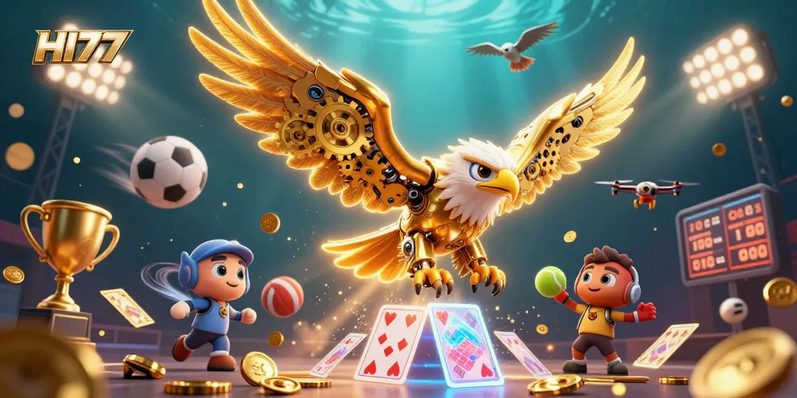 Experience thrilling betting at HI77 with the cybernetic eagle and dynamic sports elements.
