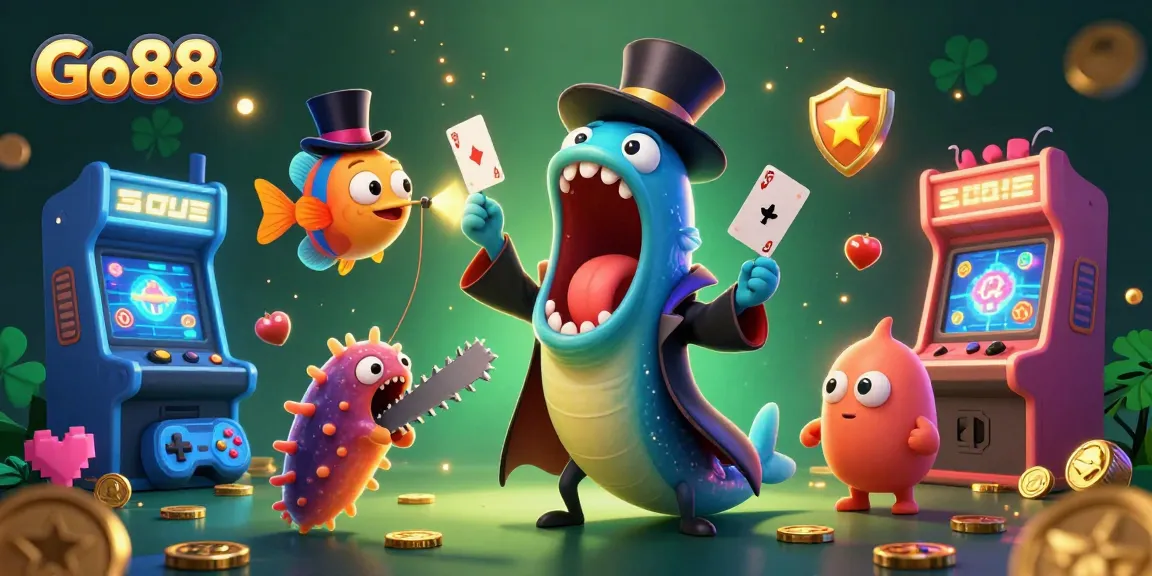 Experience thrilling card tricks in the illuminated Go88 online casino scene, highlighting unique gaming elements.