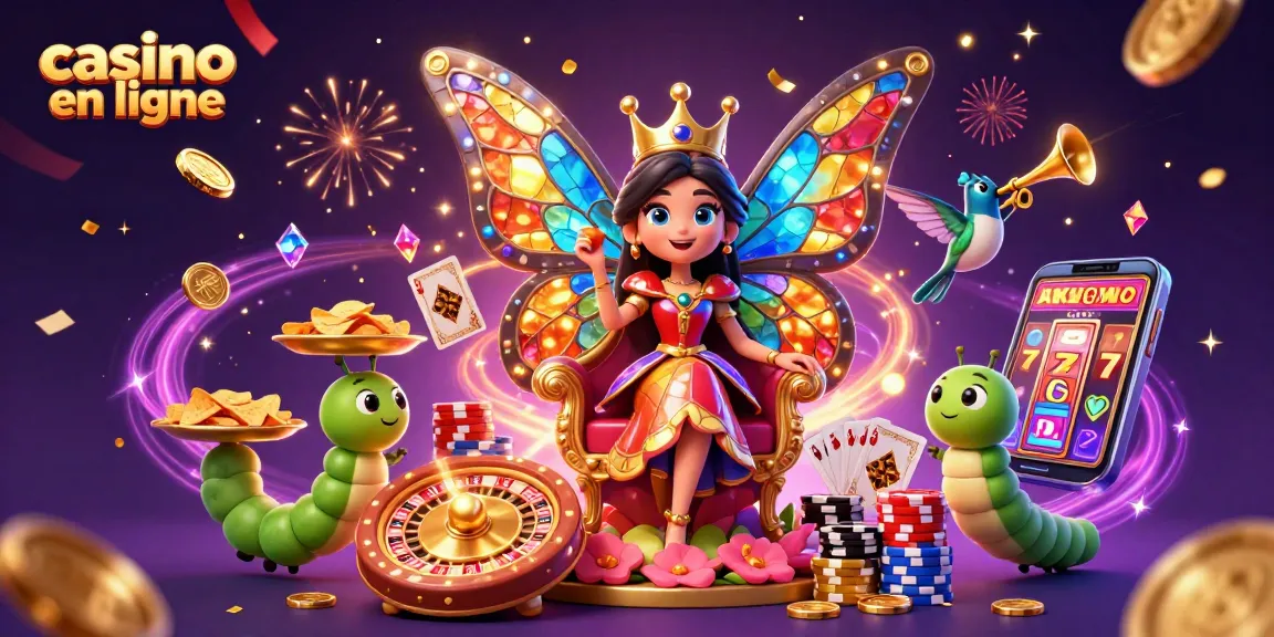 Gagnez à casino en ligne avec une illustration 3D magique des jeux de hasard.