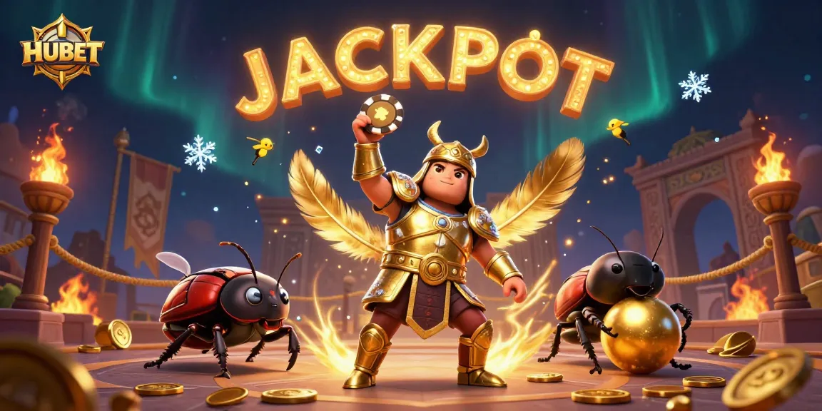 Experience the excitement of HUBET with a gladiator beetle celebrating a jackpot!