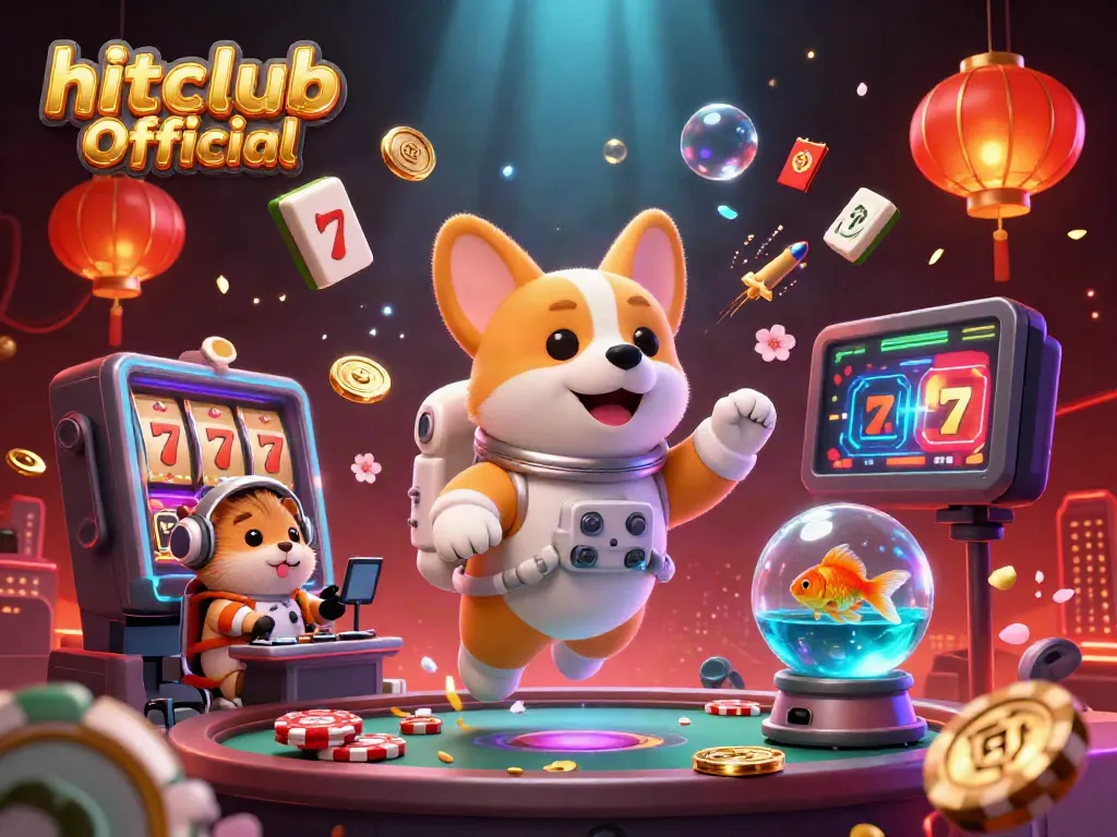 Experience the excitement of hitclub Official casino with this vibrant 3D scene filled with floating treasures.