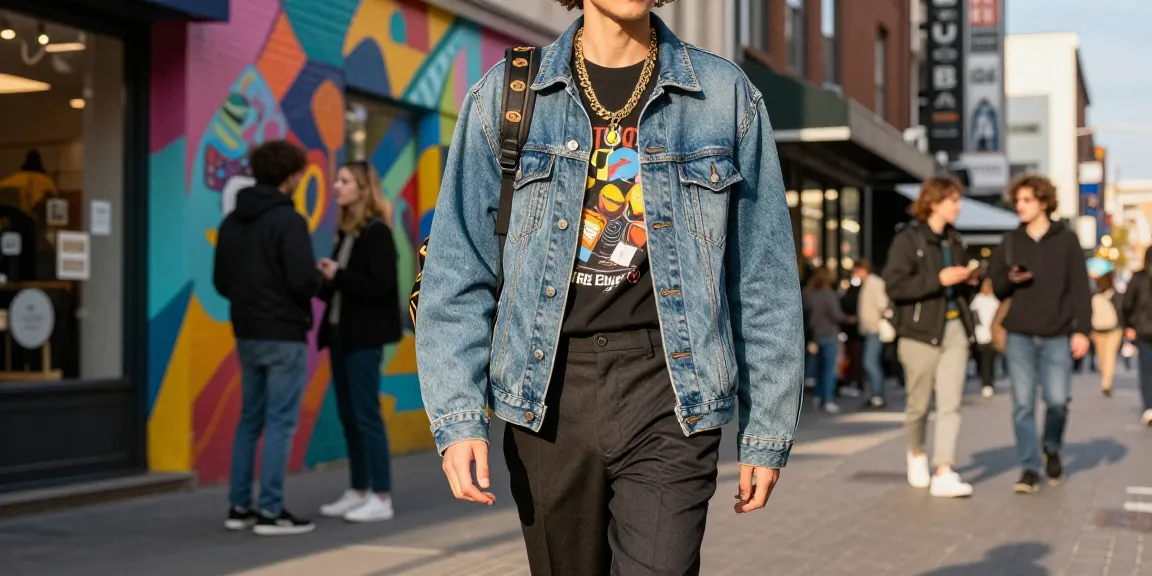 Fashion tips for stylish urban outfits with layering, accessories, and vibrant backgrounds in a city scene.