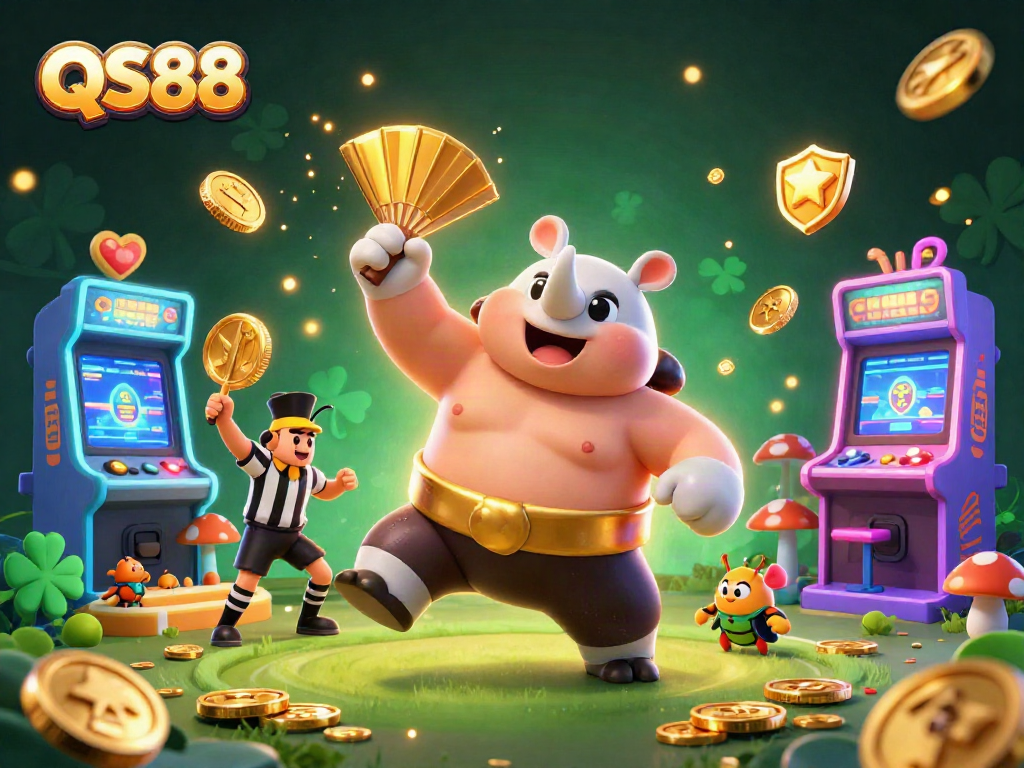 Experience the fun of QS88 casino gaming with a vibrant illustration showcasing a beetle champion.