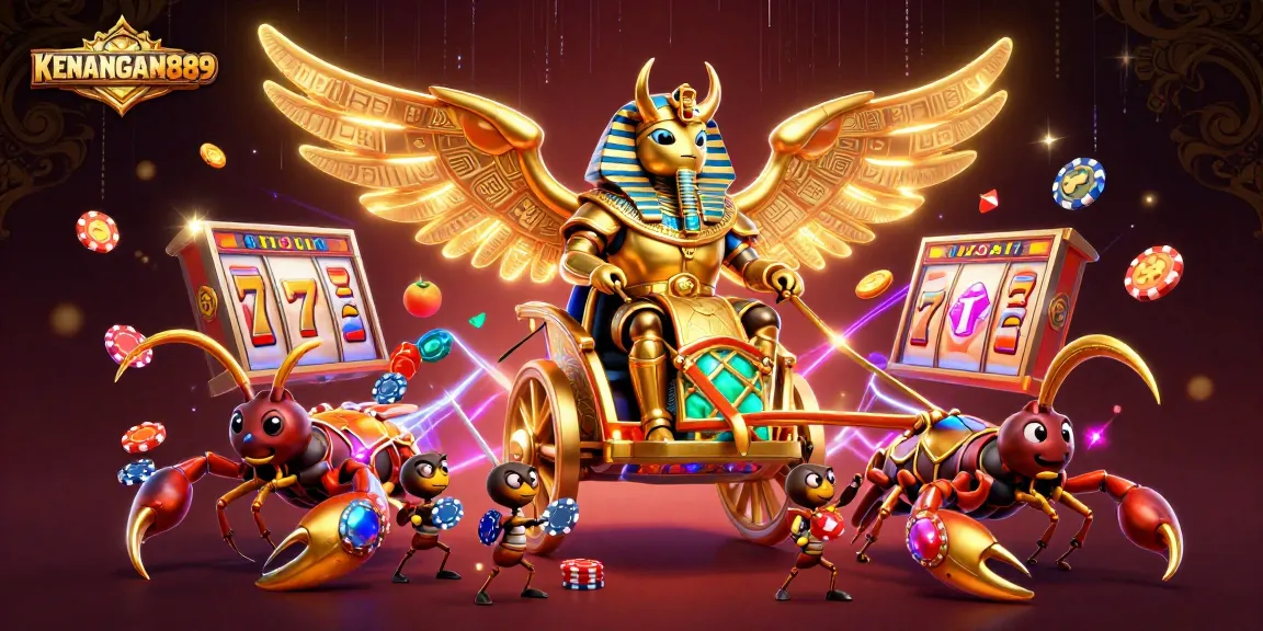 Experience the thrill of winning with KENANGAN889’s vibrant casino artwork featuring slot gameplay elements.