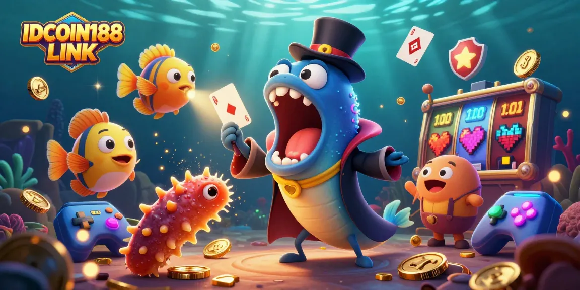 Experience thrilling gameplay at IDCOIN188 LINK with vibrant 3D casino characters performing magic tricks surrounded by dynamic gaming elements.