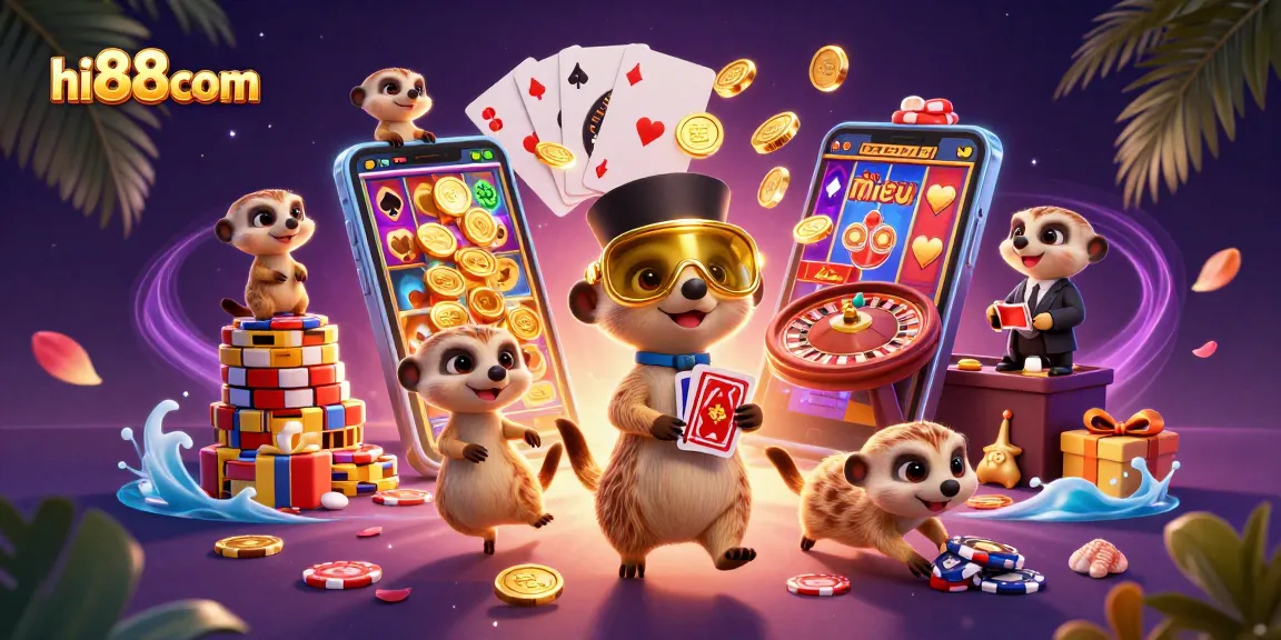 Engage in thrilling gameplay at hi88com with 3D meerkats running a lively casino!