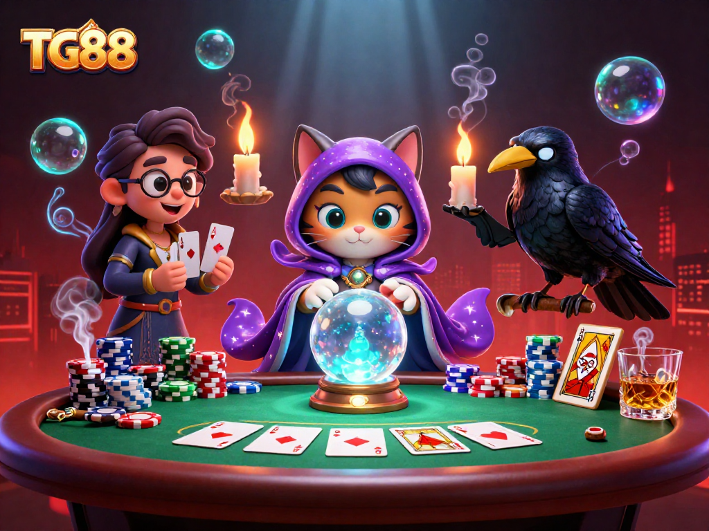 Experience thrilling gaming action at TG88 with vibrant 3D characters and dynamic casino elements in this engaging illustration.