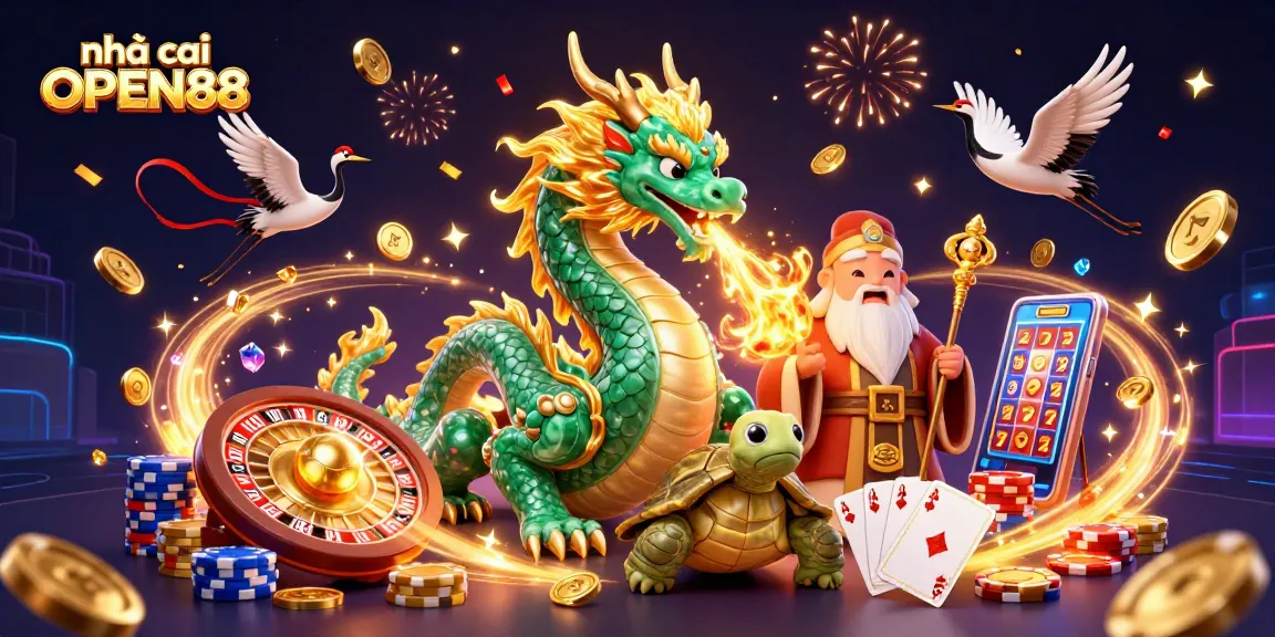 Experience the thrill of the nhà cái OPEN88 with vibrant gaming scenes and legendary characters in motion.