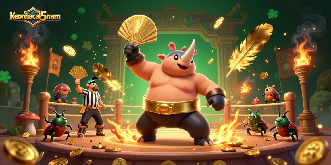 Experience thrilling sports betting with keonhacai5nam, where beetles battle amidst golden coins in a dynamic arena.