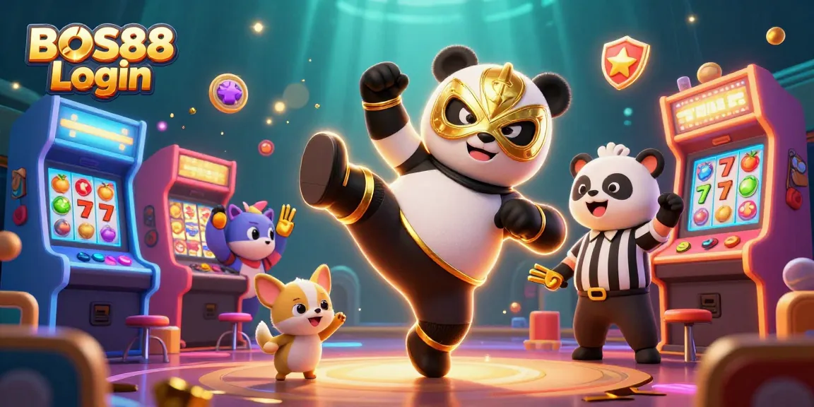 Menangkan permainan dengan BOS88 Login, ilustasi slot online penuh warna dan keseruan
