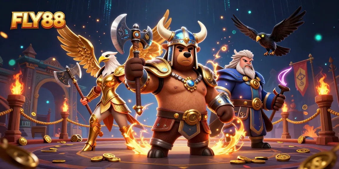 Experience thrilling gameplay at FLY88 with dynamic scenes of Viking adventure and golden rewards.