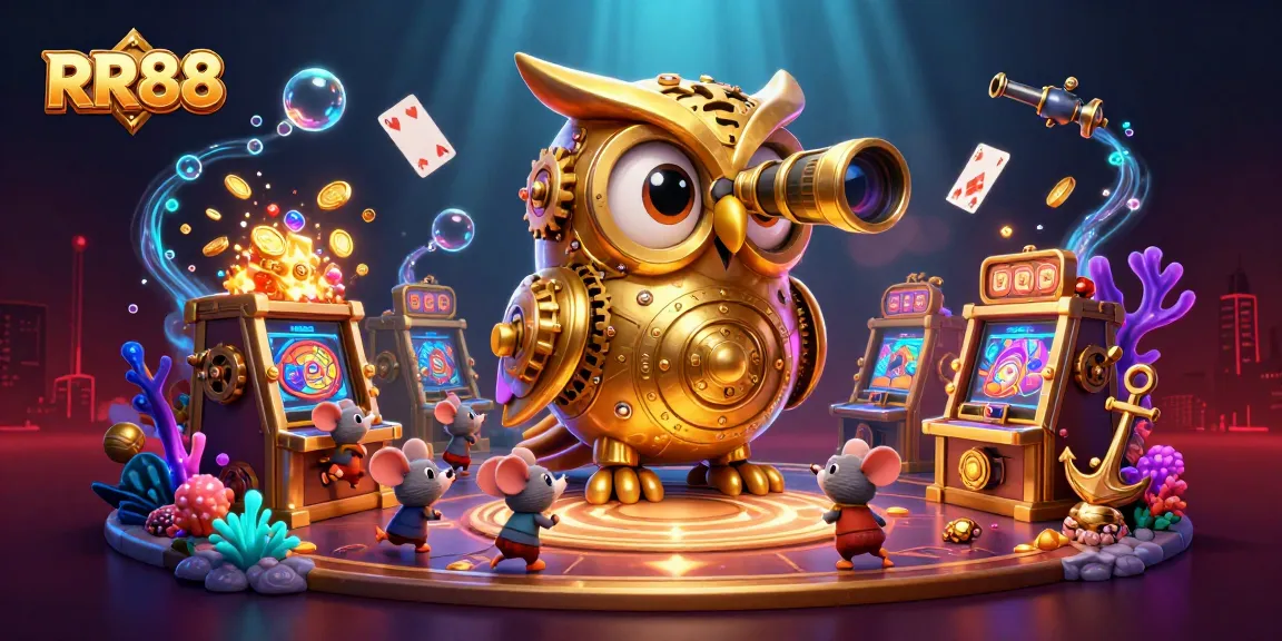 Experience RR88's thrilling slots and casino atmosphere with gold coins and treasures bursting everywhere!