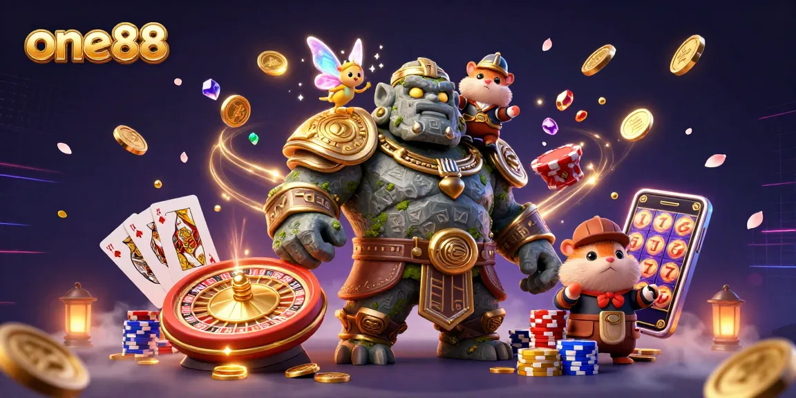 Experience one88's vibrant gaming universe with enchanting characters and rich casino elements.