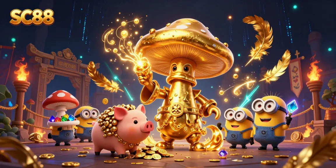 Engage with SC88's vibrant 3D illustration of a magical casino adventure with golden treasures.